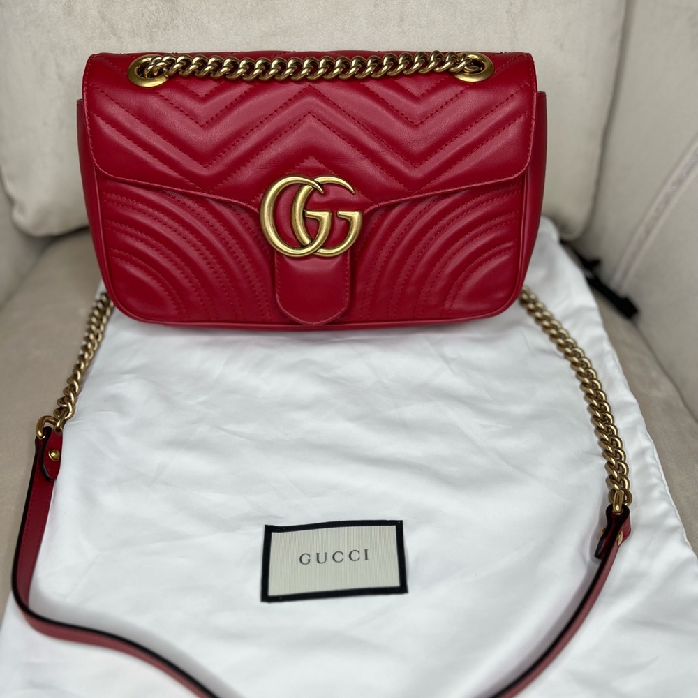 Gucci Red Crossbody Bag with Gold Accents